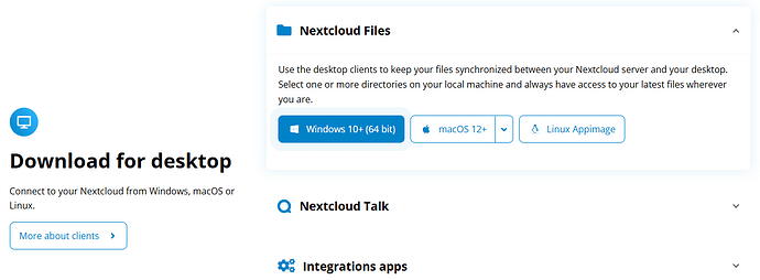 "Nextcloud Files" dropdown menu.